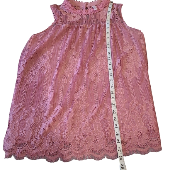 Women's Xhilaration Lace Mockneck Sleeveless Top Dusty Pink Large 🩷 - Picture 10 of 13
